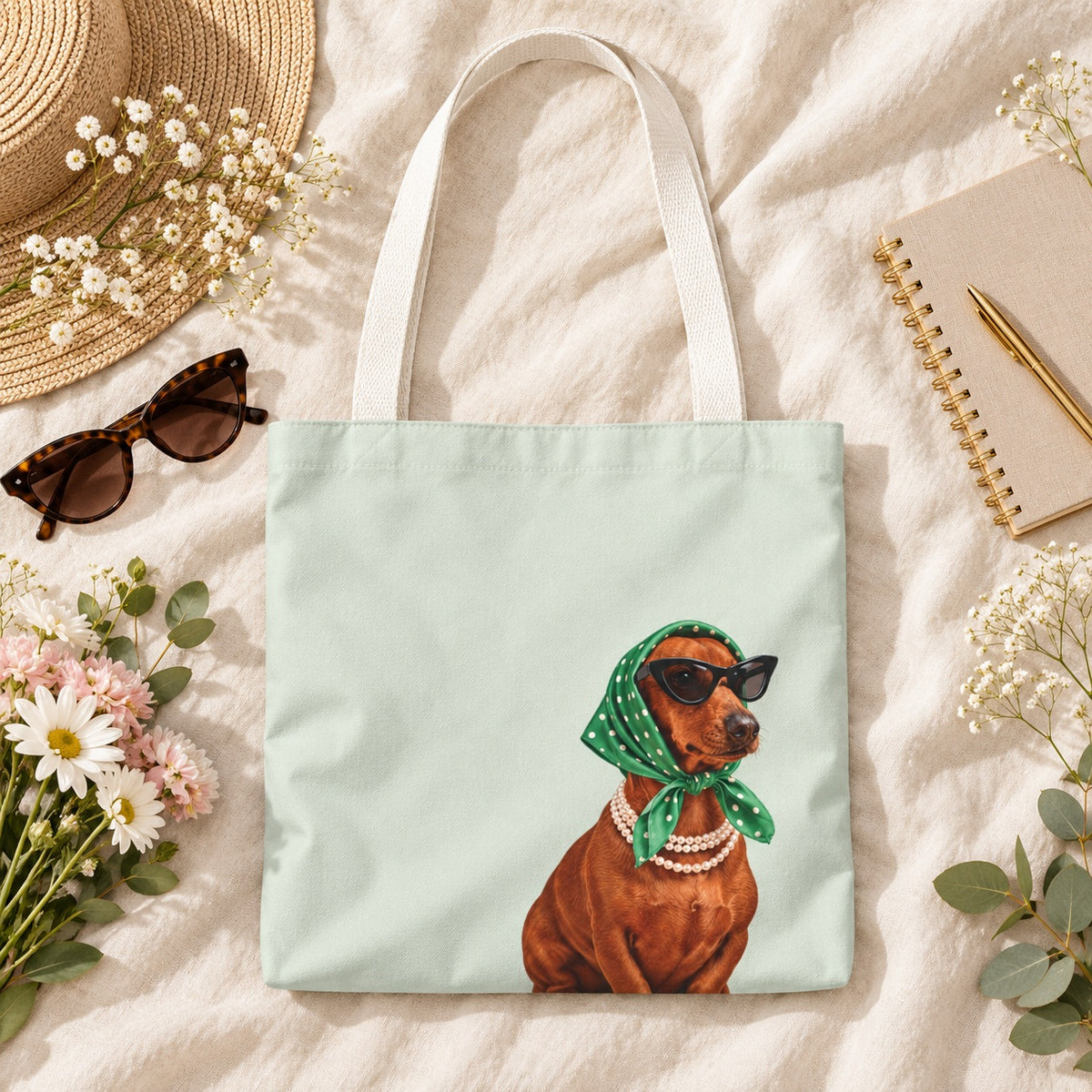 Dachshund Tote Bag, Optional Custom Name Wiener Dog Bag, Sausage Dog Gift, Doxie Mom Tote, Dachshund Lover Gift for Her