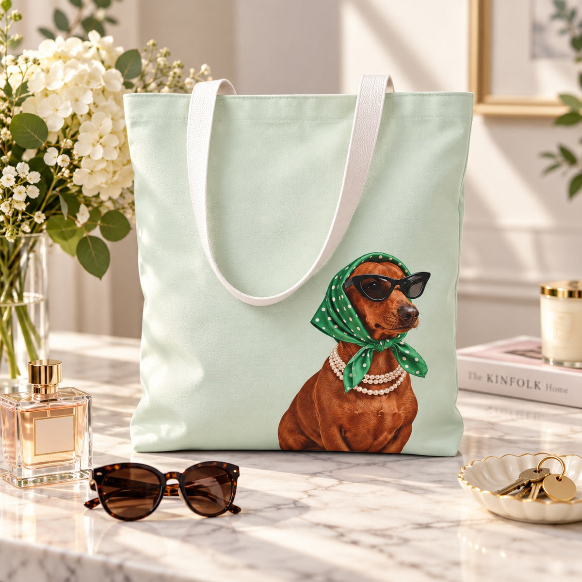 Dachshund Tote Bag, Optional Custom Name Wiener Dog Bag, Sausage Dog Gift, Doxie Mom Tote, Dachshund Lover Gift for Her