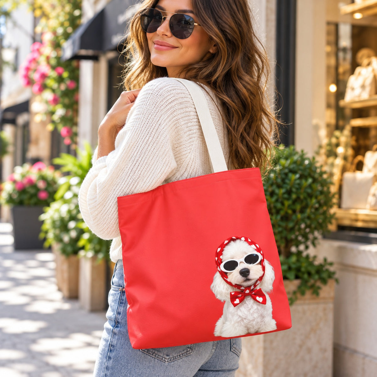 Personalized Dog Tote Bag, Custom Name Poodle Tote, Cute Dog Lover Gift, Stylish Reusable Shopper, Gift for Dog Mom