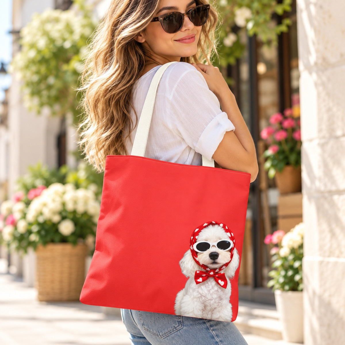 Personalized Dog Tote Bag, Custom Name Poodle Tote, Cute Dog Lover Gift, Stylish Reusable Shopper, Gift for Dog Mom