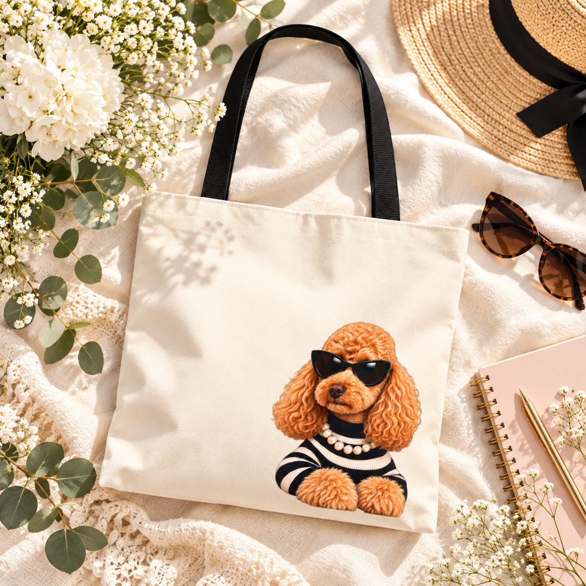 Poodle Tote Bag, Optional Custom Name Dog Mom Tote, Poodle Lover Gift, Personalized Dog Bag, Reusable Shopper, Gift for Her, tote bag