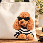Poodle Tote Bag, Optional Custom Name Dog Mom Tote, Poodle Lover Gift, Personalized Dog Bag, Reusable Shopper, Gift for Her, tote bag