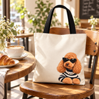 Poodle Tote Bag, Optional Custom Name Dog Mom Tote, Poodle Lover Gift, Personalized Dog Bag, Reusable Shopper, Gift for Her, tote bag