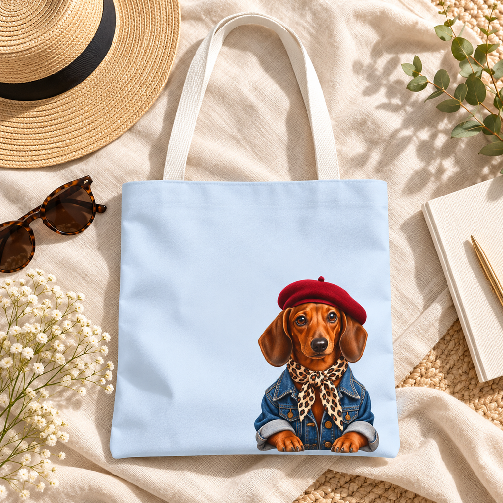 Dachshund Tote Bag, Optional Custom Name Wiener Dog Tote, Sausage Dog Mom Gift, Cute Doxie Lover Bag, Personalized Dog Lover Gift for Women