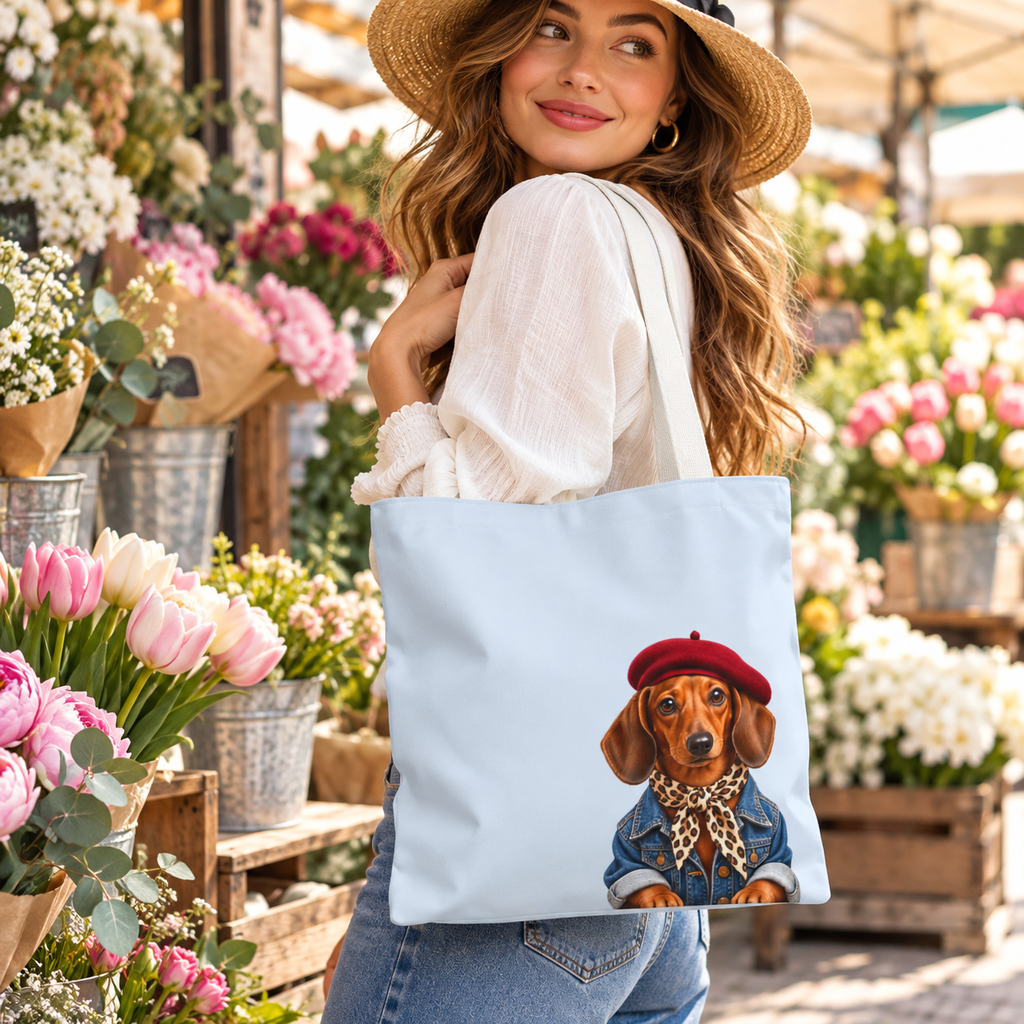 Dachshund Tote Bag, Optional Custom Name Wiener Dog Tote, Sausage Dog Mom Gift, Cute Doxie Lover Bag, Personalized Dog Lover Gift for Women