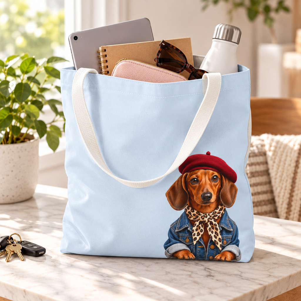 Dachshund Tote Bag, Optional Custom Name Wiener Dog Tote, Sausage Dog Mom Gift, Cute Doxie Lover Bag, Personalized Dog Lover Gift for Women