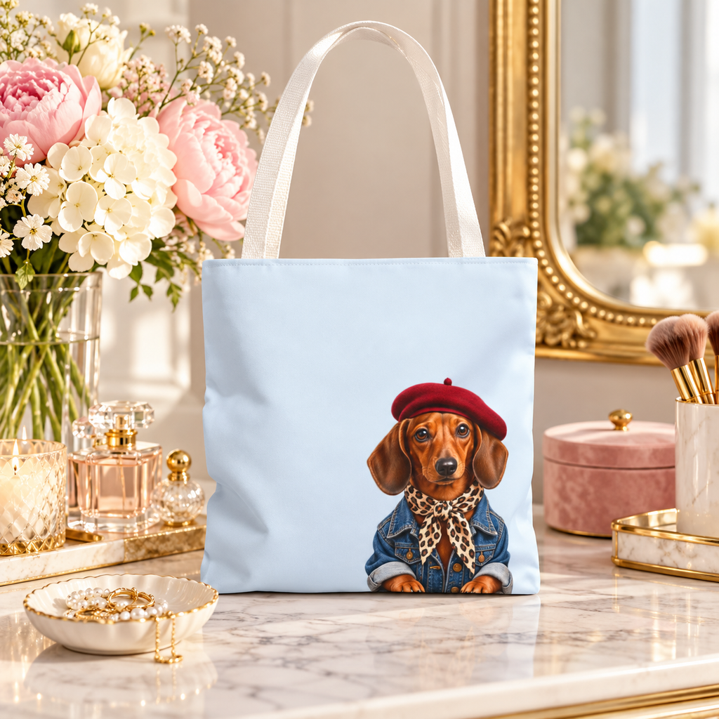 Dachshund Tote Bag, Optional Custom Name Wiener Dog Tote, Sausage Dog Mom Gift, Cute Doxie Lover Bag, Personalized Dog Lover Gift for Women