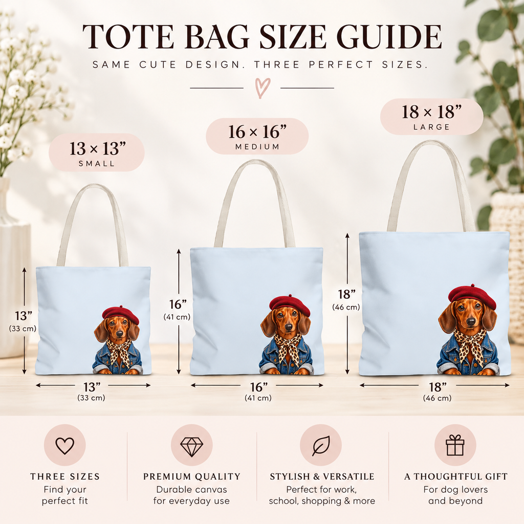 Dachshund Tote Bag, Optional Custom Name Wiener Dog Tote, Sausage Dog Mom Gift, Cute Doxie Lover Bag, Personalized Dog Lover Gift for Women