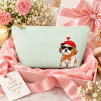 Shih Tzu Makeup Bag, Optional Custom Name Cosmetic Pouch, Shih Tzu Mom Gift, Pet Lover Toiletry Bag, Travel Makeup Pouch, Cute Gift for Her