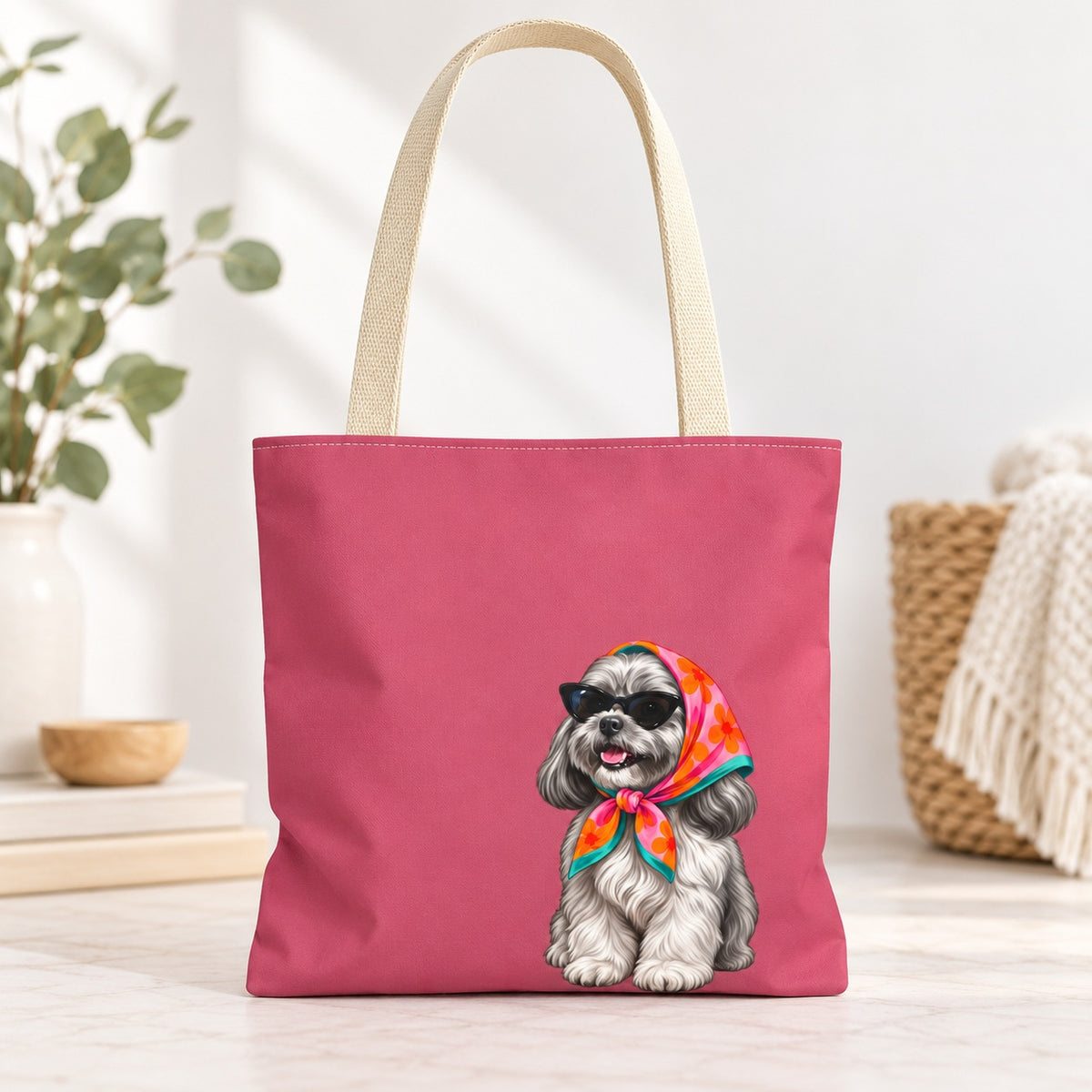 Shih Tzu Tote Bag, Optional Custom Name Dog Mom Tote, Personalized Pet Lover Bag, Reusable Shopping Bag, Cute Shih Tzu Lover Gift for Her