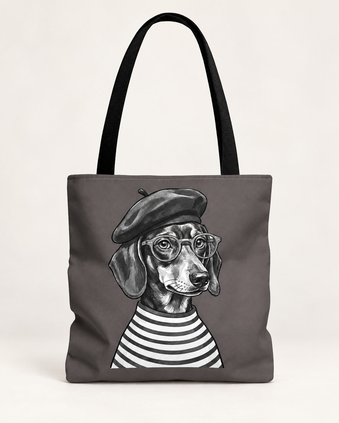 Dachshund Tote Bag Parisian Wiener Dog Tote French Doxie Bag Dog Lover Gift Sausage Dog Shopper Paris Inspired Gift for Women