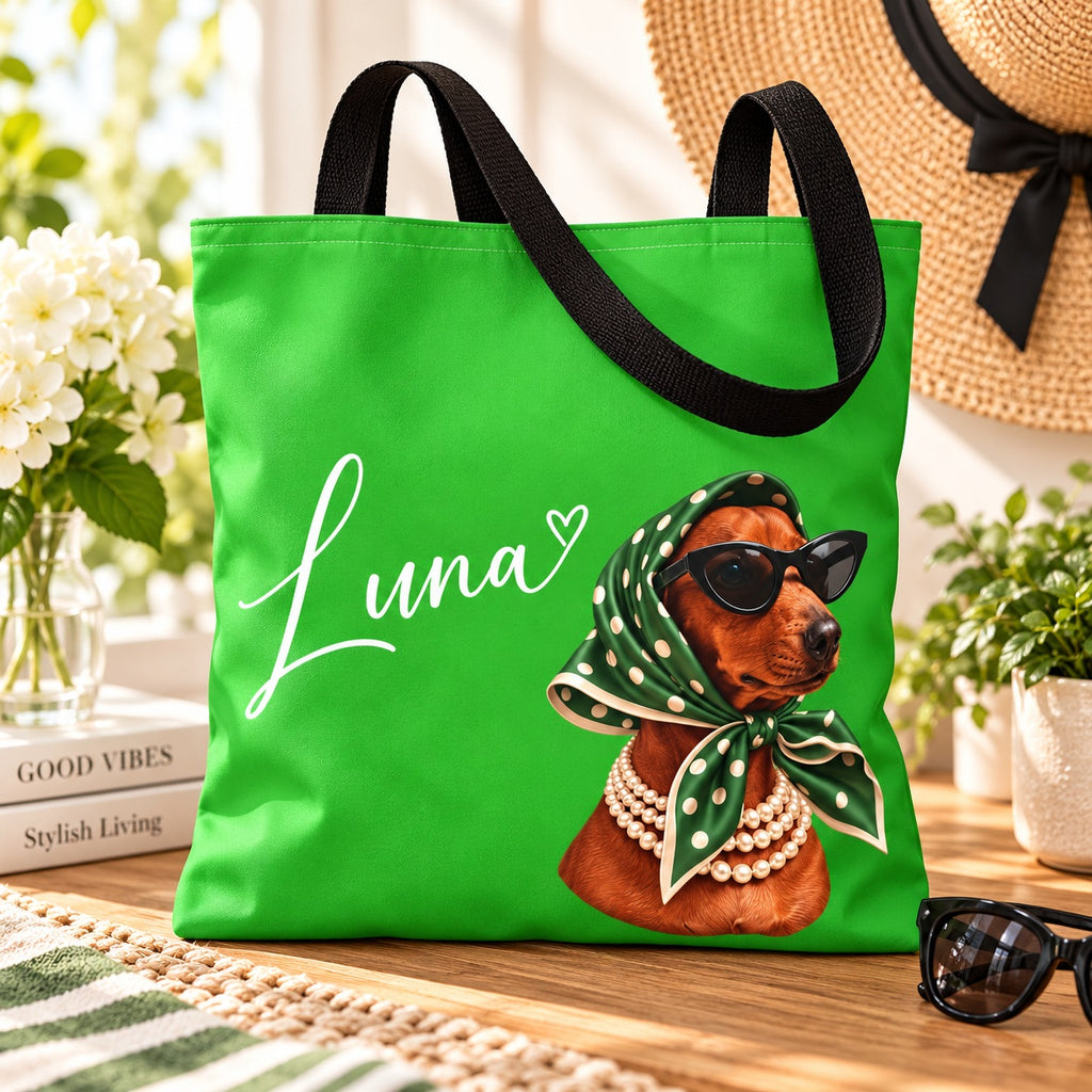 Dachshund Tote Bag, Optional Custom Name Wiener Dog Bag, Sausage Dog Mom Gift, Doxie Lover Tote, Dog Mom Gift for Her