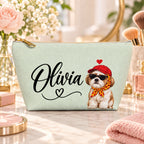 Shih Tzu Makeup Bag, Optional Custom Name Cosmetic Pouch, Shih Tzu Mom Gift, Pet Lover Toiletry Bag, Travel Makeup Pouch, Cute Gift for Her