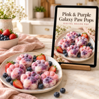 AI-generated photorealistic illustration 2 of Pink and Purple Galaxy Paw Pops; conceptual appearance, not a tested recipe photograph